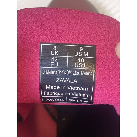 NEW Dr. Martens W's 10 Zavala Red Cherry Leather Lace-up Flat Combat Doc Marten - Picture 3 of 10